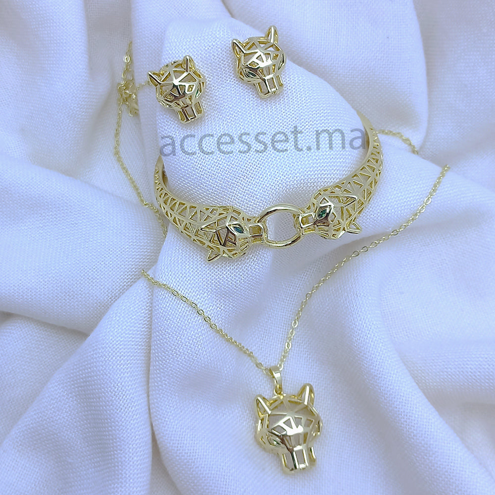 Ensemble jaguar (Collier, bracelet, boucles)