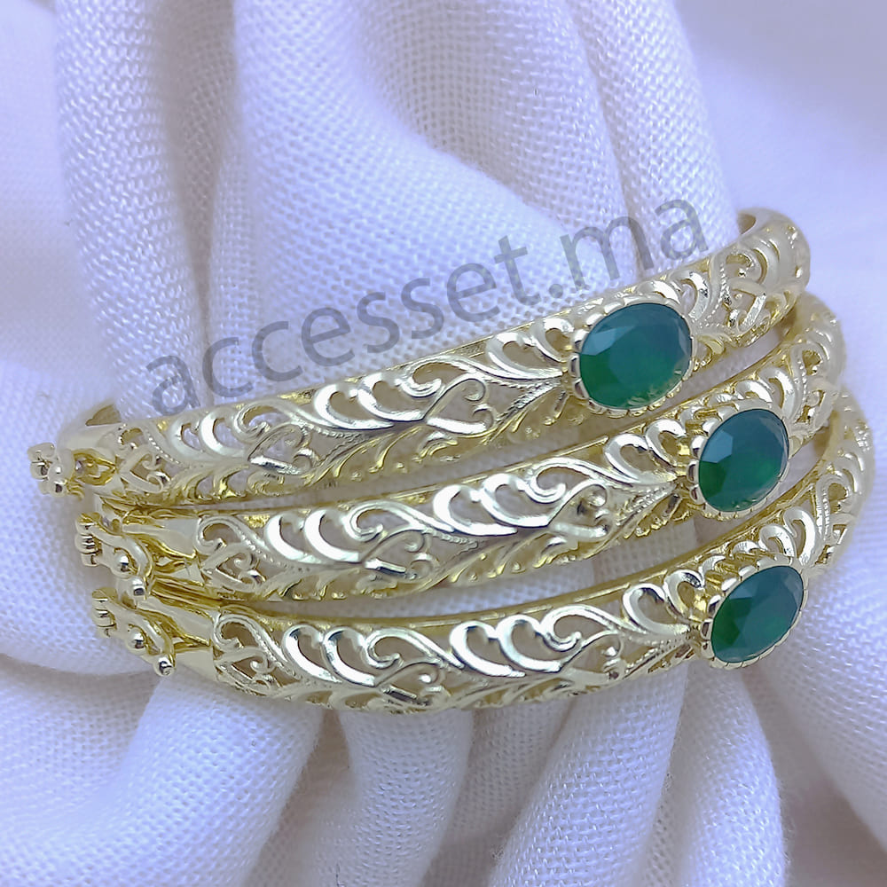 Ensembles 3 bracelets beldi pierre vert