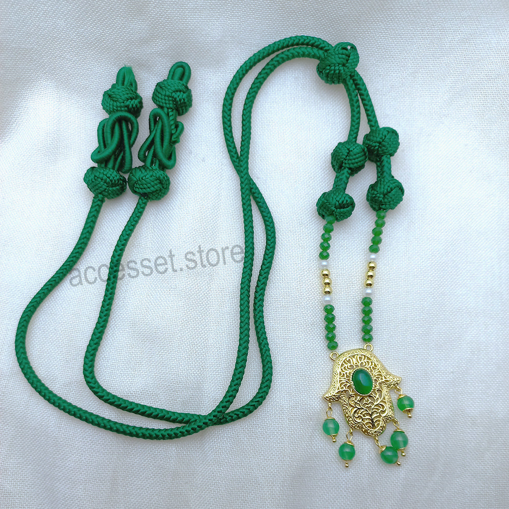 Ensemble "Mejdoul" avec Bracelet "beldi" vert