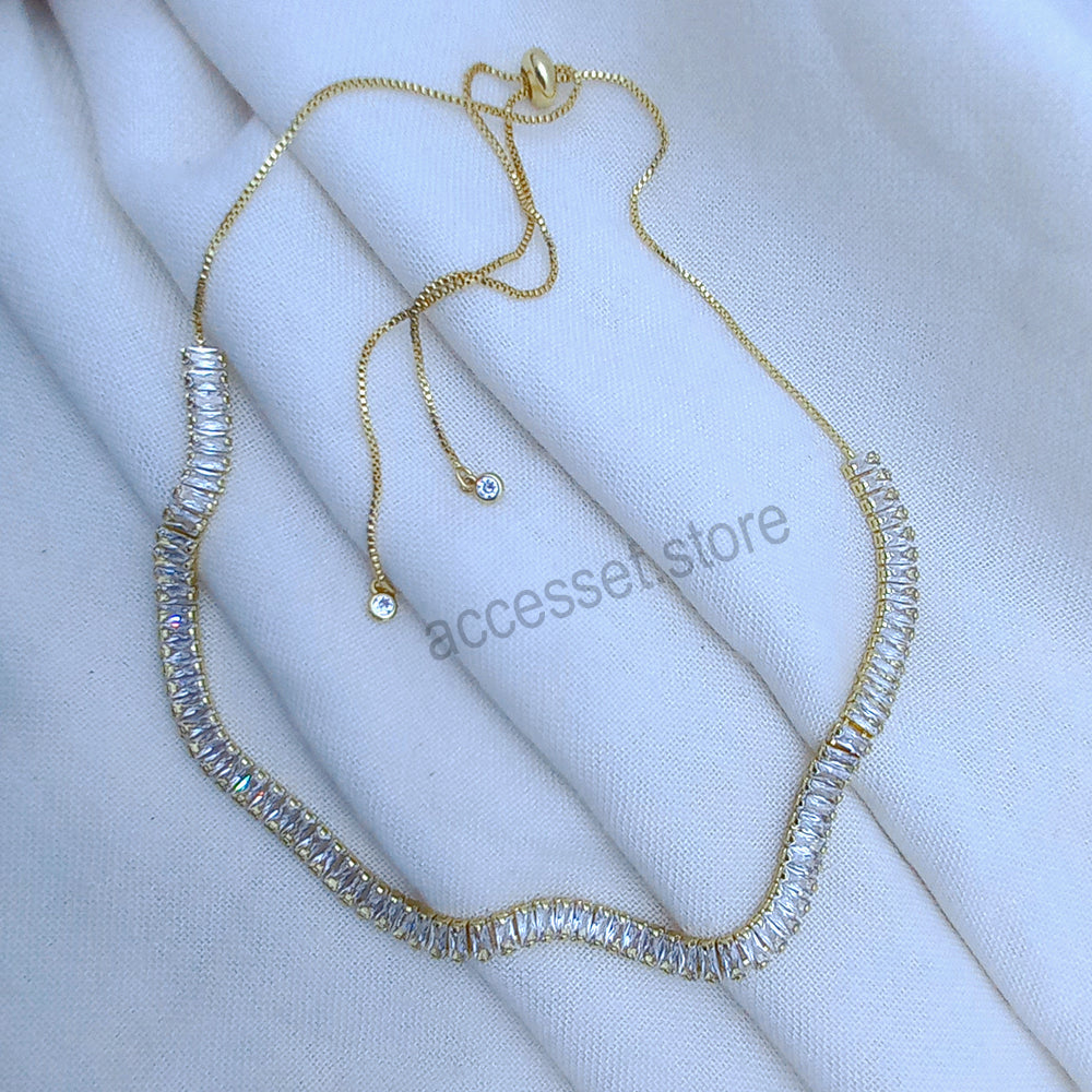 Collier en pierre zircon Blanche