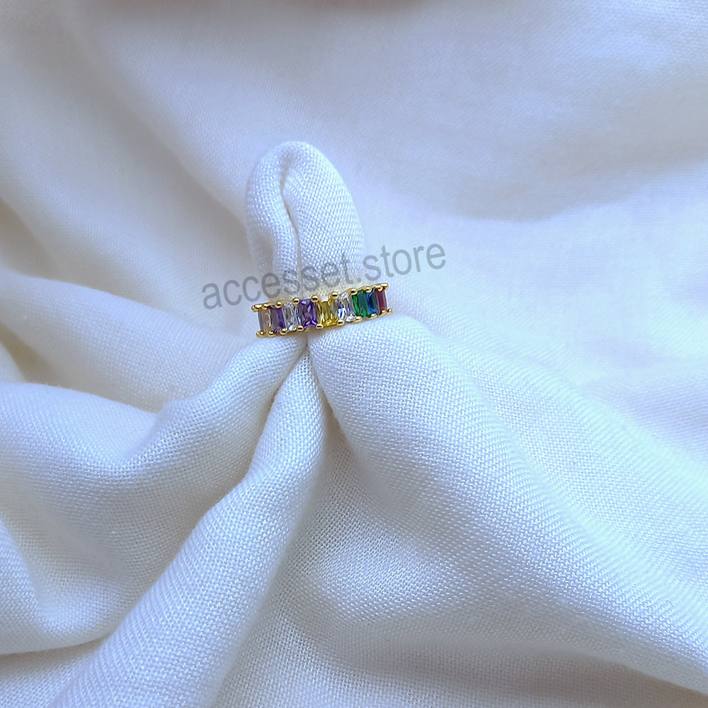 Bague en pierre zircon multicolore