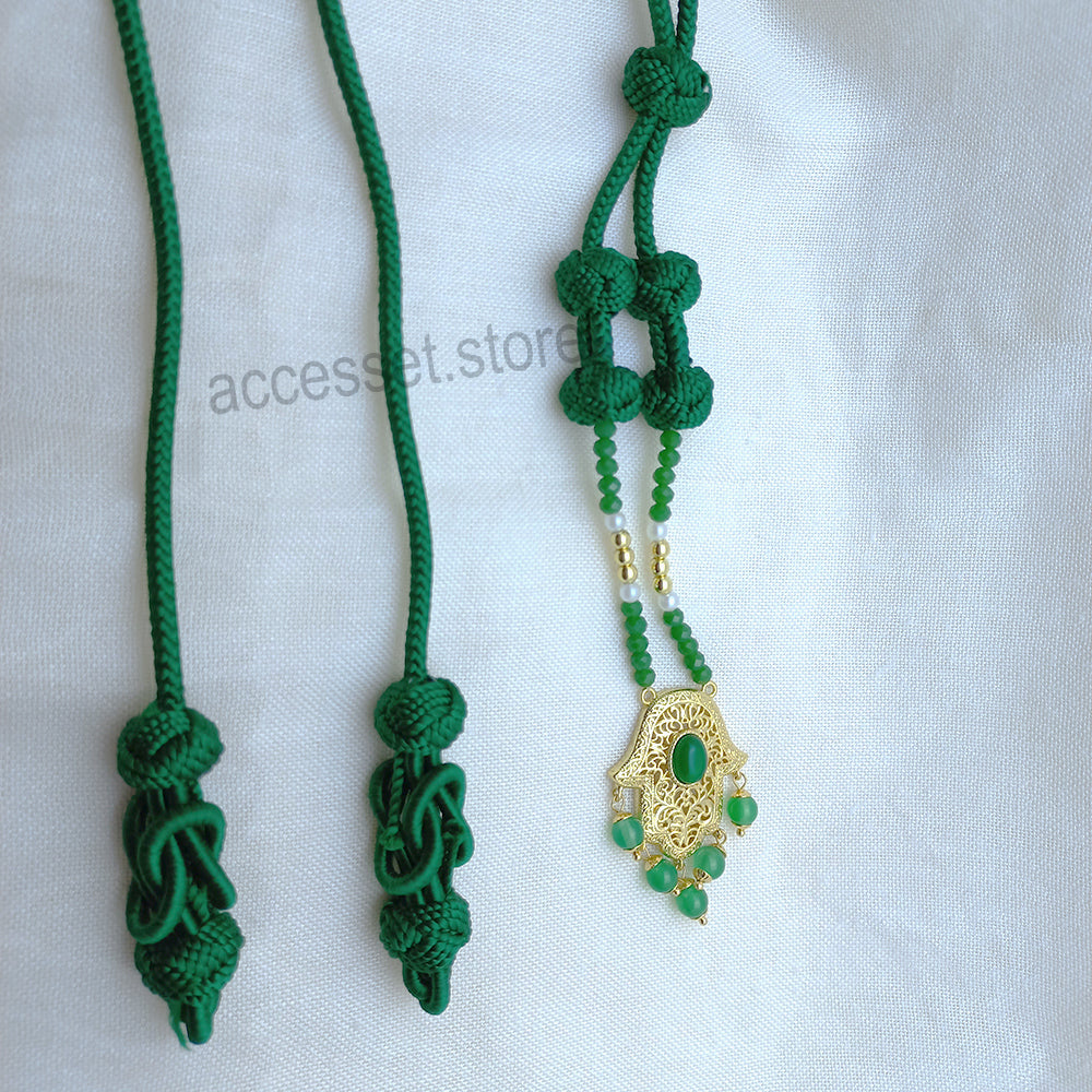 Ensemble "Mejdoul" avec Bracelet "beldi" vert