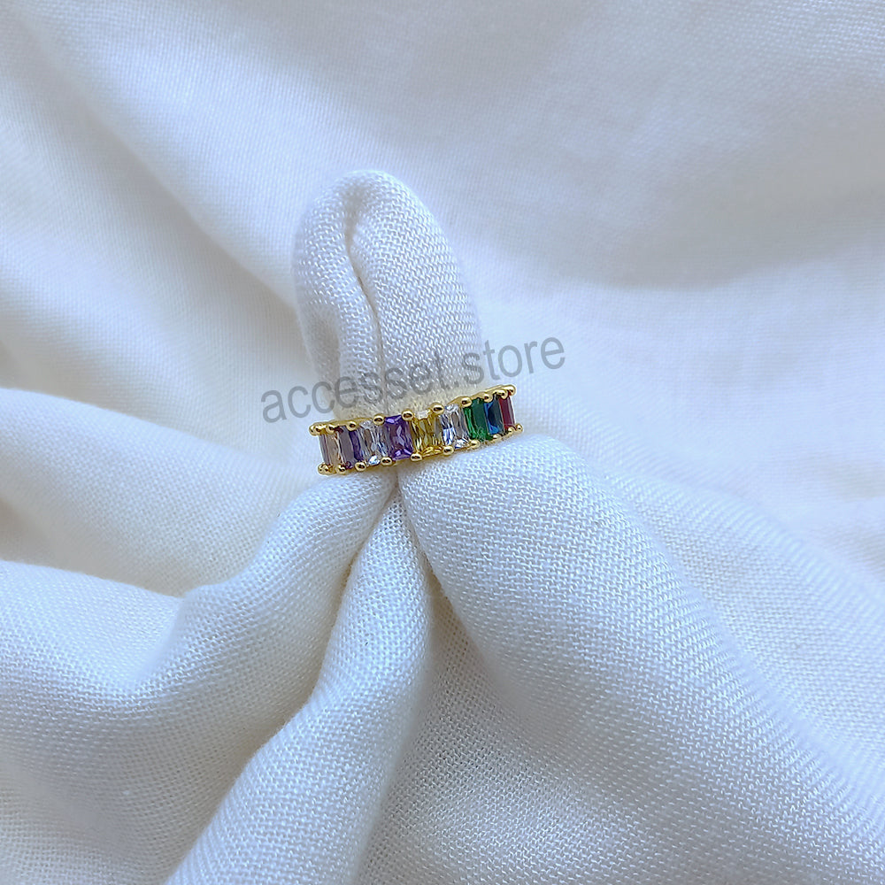 Bague en pierre zircon multicolore